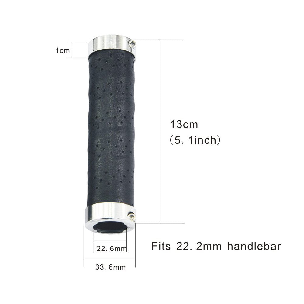 Upanbike Bike Grips Leather Double Lock On Fit 22.2Mm Handlebar Grips For Mountain Bike Road Bicycle