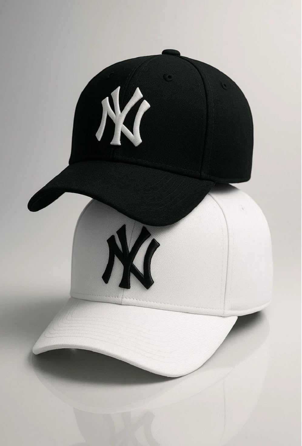 Bynomo A Brand Adjustable Unisex Cap For Men And Women Freesize Baseball Caps Pack Of2 New Black (NY Blackpe Whie & N_Y Full W