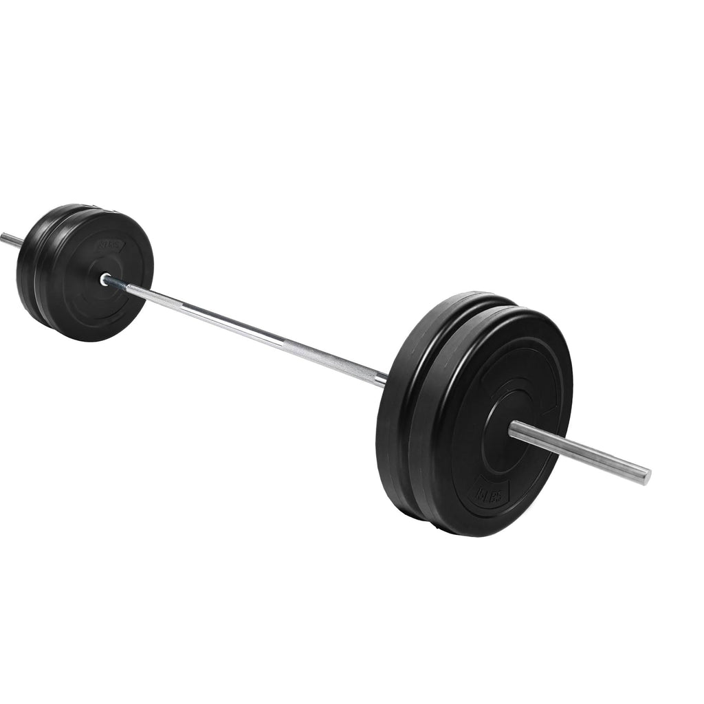 Fitvids Vinyl Standard 1-Inch Weight Plates Set with 5FT Standard Bar for Strength Training and Weightlifting, 80 LBS