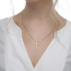Iefshiny Stainless Steel Cross Pendant Necklaces For Men Pendant Chain 20 Inch Gold Religious Gifts For Women Men
