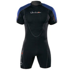 Henderson Man 3Mm Thermoprene Shorty (Back Zip) Scuba Diving Wetsuit-Black/Blue-Large