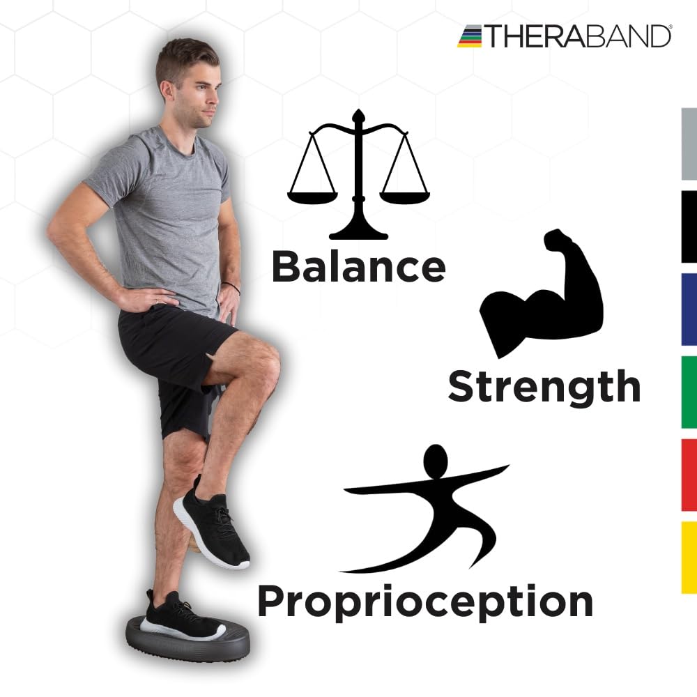 Theraband Stability Trainer Pad, Advanced Level Black Inflatable Pad, Balance Trainer & Wobble Cushion For Balance & Core Streng