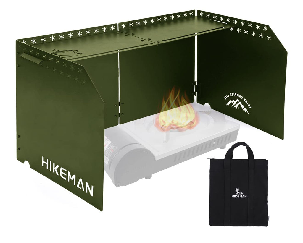 Hikeamn Camping Stove Windscreen - Outdoor Folding Gas Stove Windshield,Camping Wind Blocker With A Storage Bag For Camping,Hiki