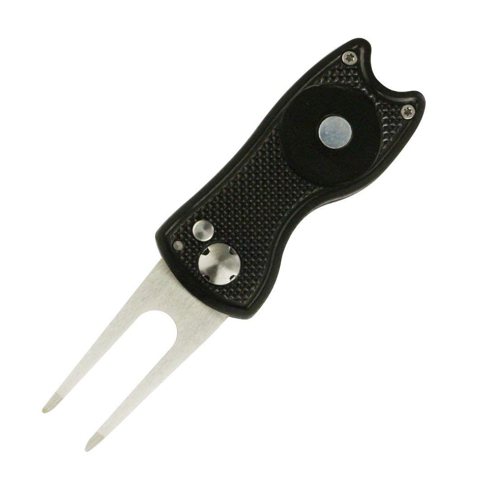 Pinmei Foldable Golf Divot Tool With Golf Ball Marker (Black03)