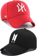 Goodfriends Unisex Baseball Cap Red And Black Free Size Cotton Sports And Casual All Seasons Adjustable Sport Theme Cap Pack Of 