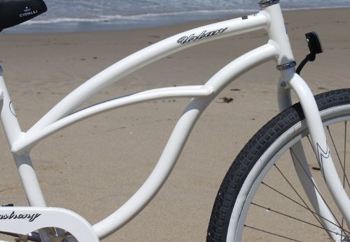 Firmstrong Urban Women'S Beach Cruiser Bike, Single Speed Bicycle, 26 Inch Wheels, Aluminum, White