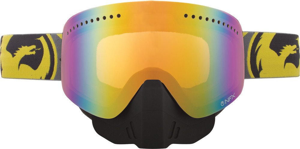 Dragon Squama NFX Snow Flair Goggle Yellow-Gray/Gold Ionized, Multi, One Size, 722-1548