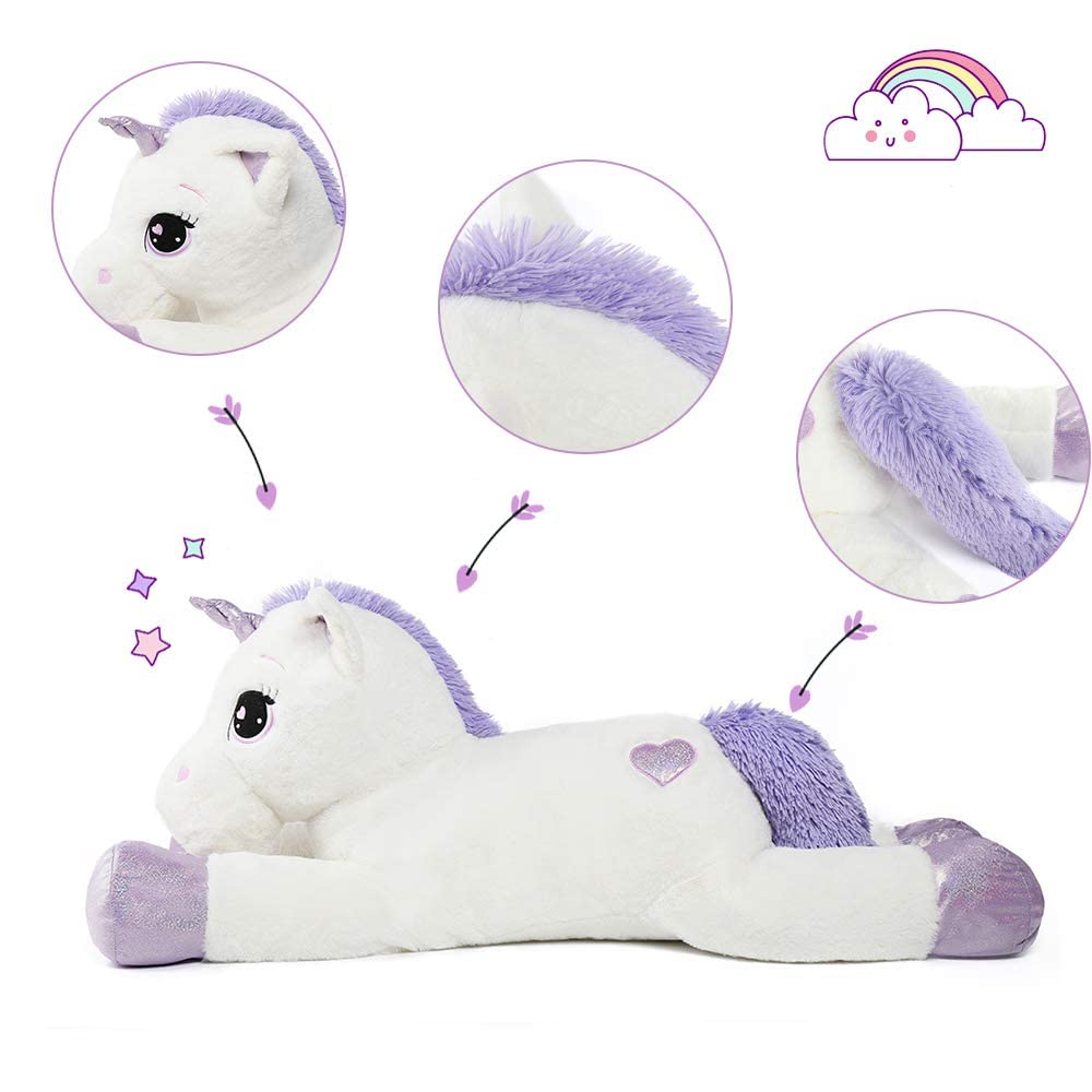 Tezituor 43 Big Unicorn Toys Plush ,Giant Unicorn Stuffed Animals,Unicorn Birthday Decorations For Girls,White Unicorns Gifts Fo