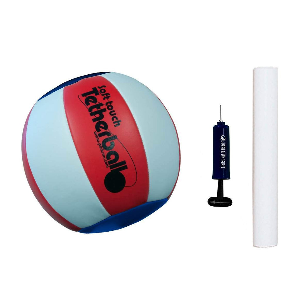 Park & Sun Sports Portable Outdoor Red White And Blue Tetherball Set With Accessories (3-Piece Pole), Multi