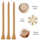 Myartte Wooden Golf Tees 3-1/4 Inch 3.25 Inches Natural Wood Golf Tees In Bulk For Men Women Golfer Reduce Side Spin And Frictio