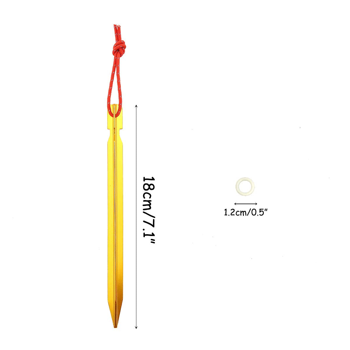 Set Of 12 Tent Stakes Pegs Aluminium Alloy Stake 7 Inches With Reflective Rope And 4 Small Silica Gel O-Ring For Camping Hiking