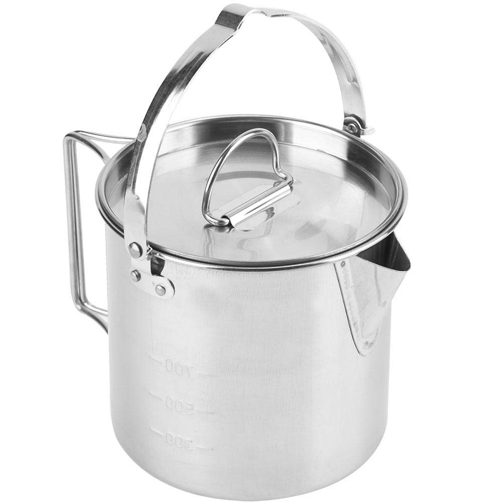 Pasamer 1.2L Camping Tea Kettle, Outdoors Camping Pot Portable Folding Hiking Pot Stainless Steel Kettle Cookware Coffee Tea Pic
