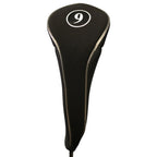 Black Golf Zipper Head Cover #9 Fairway Wood Metal Headcover Neoprene Traditional Plain Protective Cover Fits All Fairway Golf C