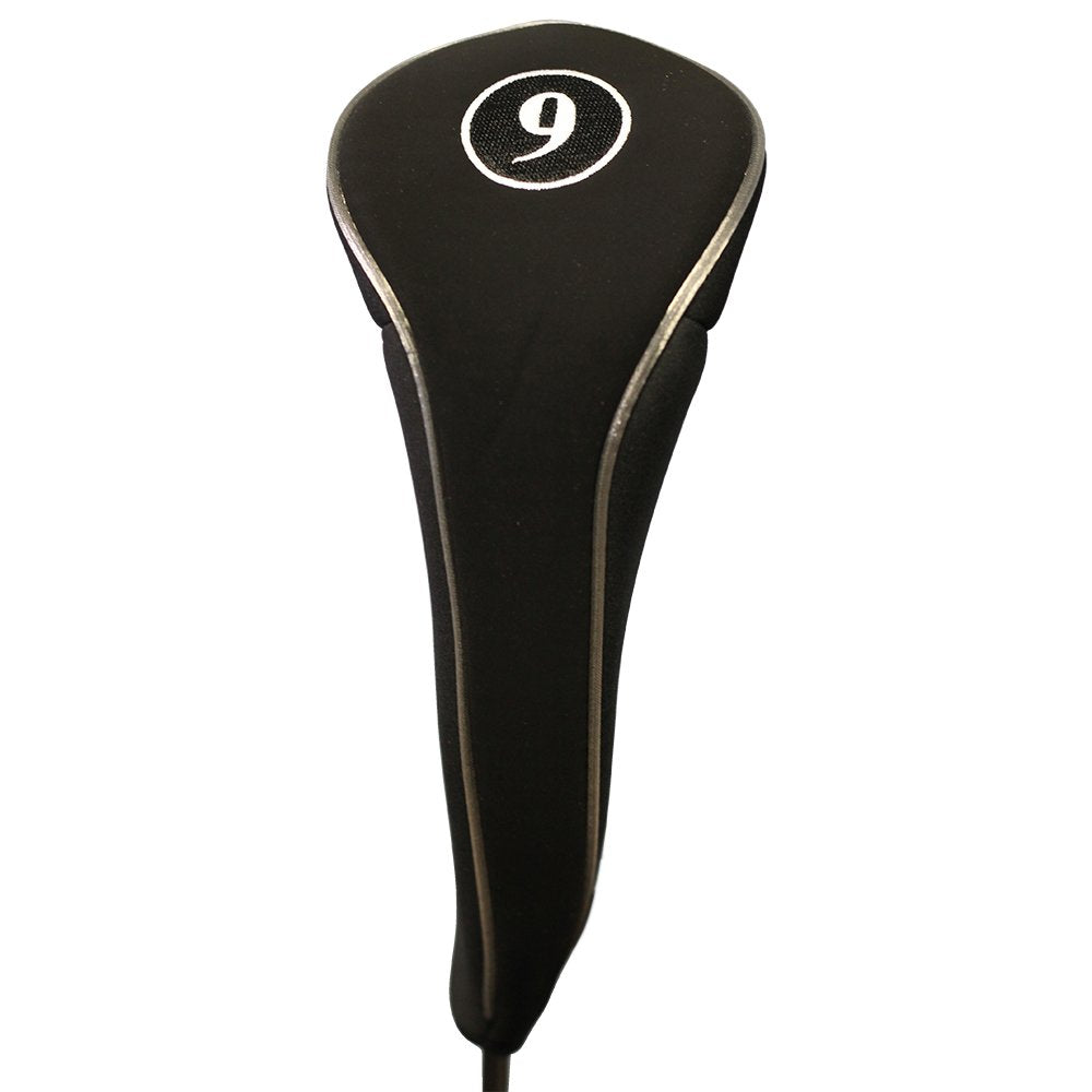 Black Golf Zipper Head Cover #9 Fairway Wood Metal Headcover Neoprene Traditional Plain Protective Cover Fits All Fairway Golf C