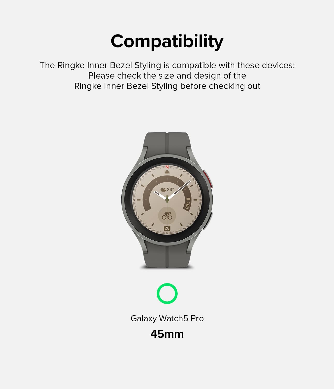 Ringke Inner Bezel Styling Stylish Stainless Steel Frame] Compatible With Samsung Galaxy Watch 5 Pro Case, Anti Scratch Protecto