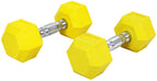 Signature Fitness Colored Rubber Encased Hex Dumbbell, 15Lb Pair
