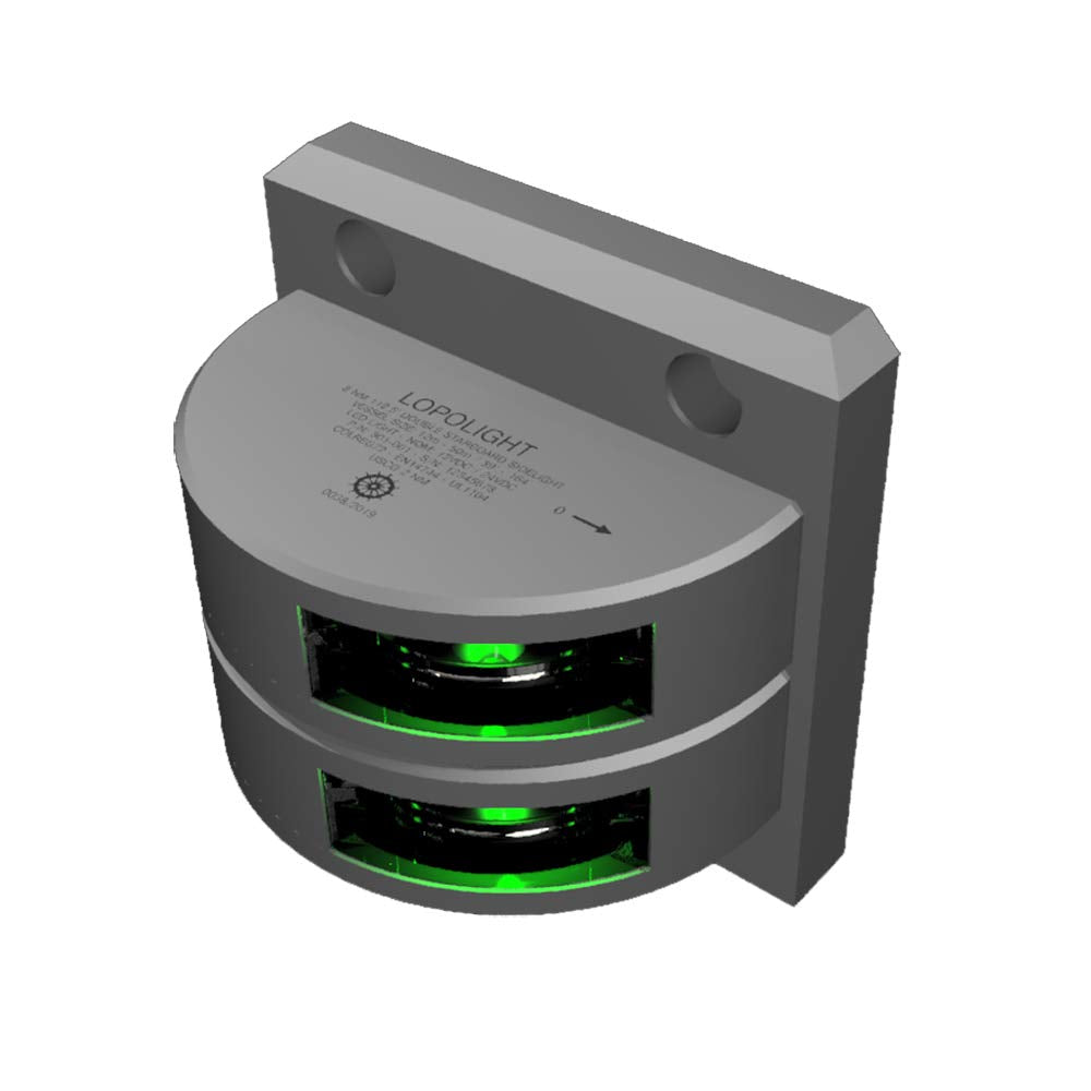 Lopolight Series 301-001 - Double Stacked Starboard Sidelight - 2Nm - Vertical Mount - Green - Silver Housing