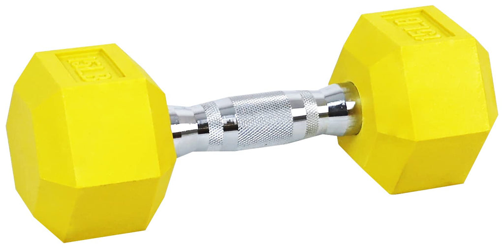 Signature Fitness Colored Rubber Encased Hex Dumbbell, 15Lb Pair