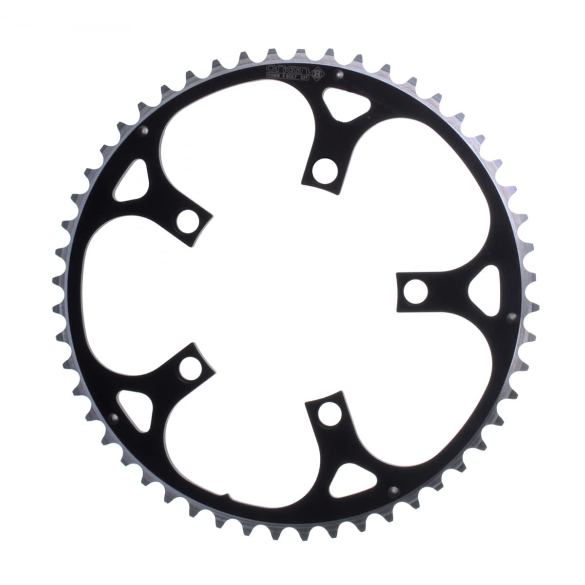 Origin8 Alloy Ramped Chainrings, 110mm x 52t, Black/Silver