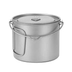 Lixada 1100Ml/2800Ml Titanium Pot Ultralight Portable Hanging Pot With Lid And Foldable Handle Outdoor Camping Hiking Backpackin