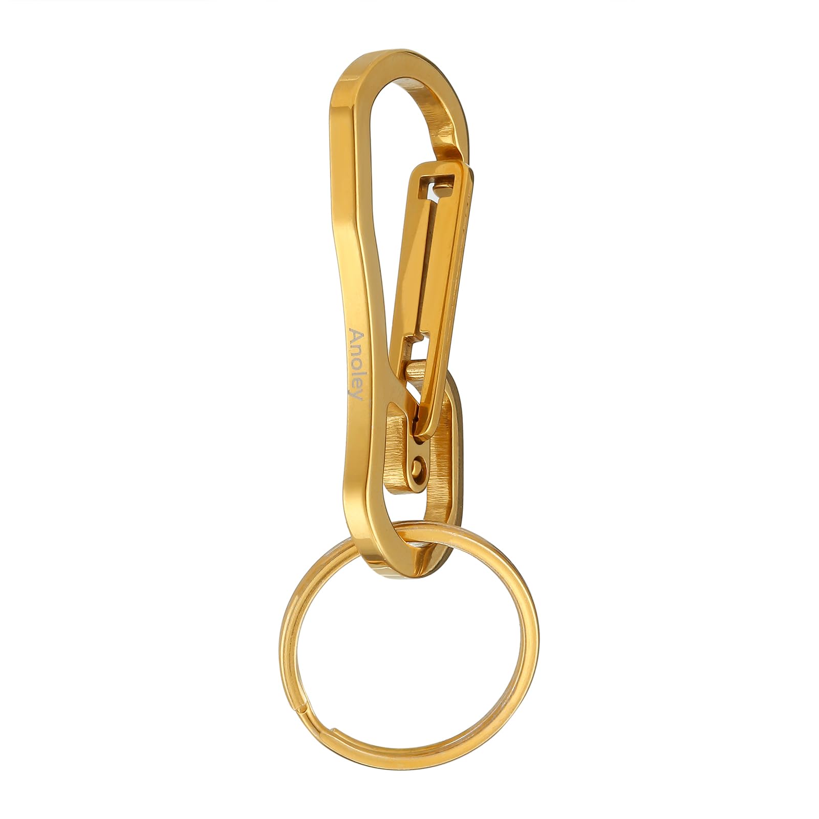 Alsmiley Stainless Steel Carabiner Clip Retractable Ring Set Keychain Quick Release Hooks For Men Women Gold