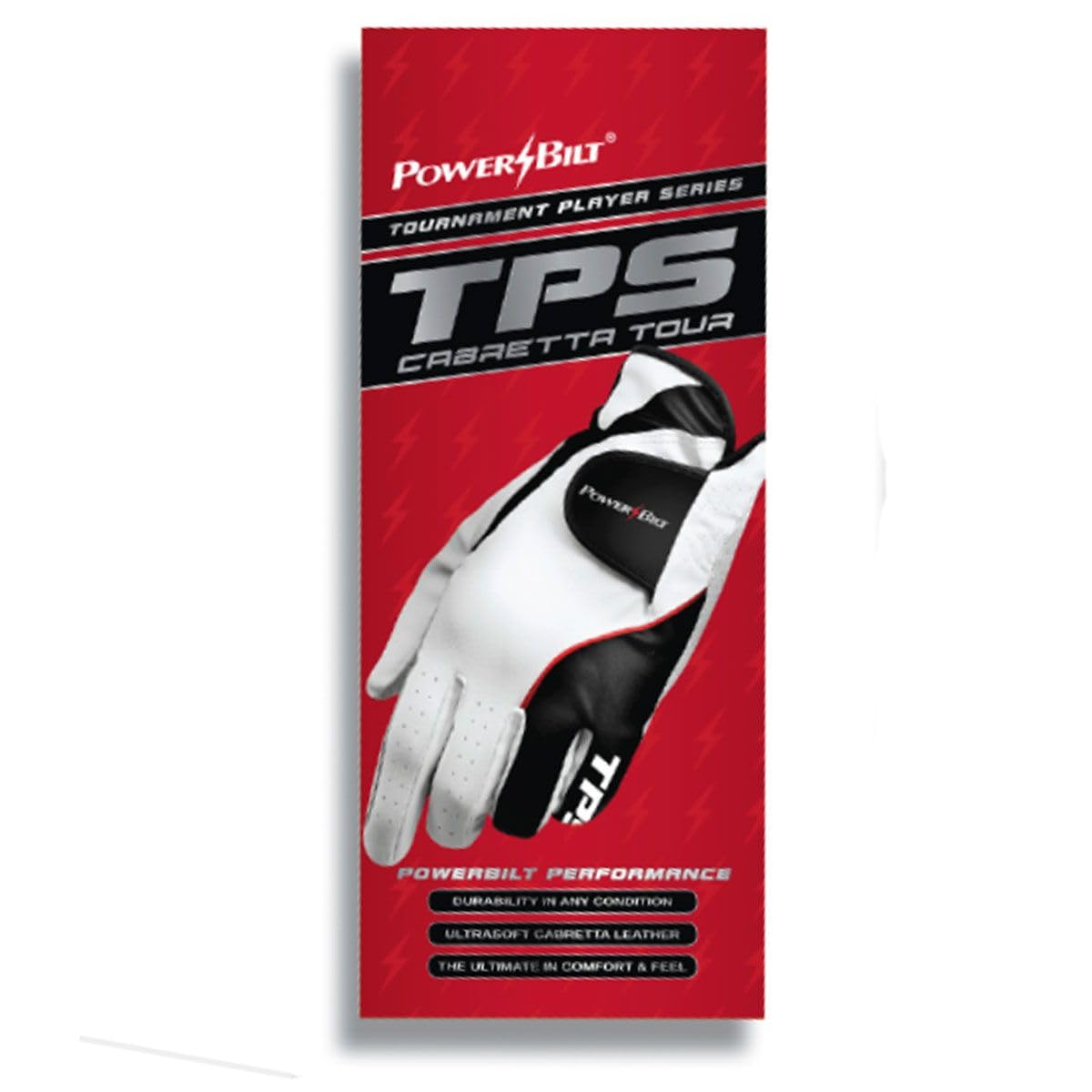 Powerbilt Tps Cabretta Tour Golf Glove - Men? Left Hand Large, White (For Right-Handed Golfer)