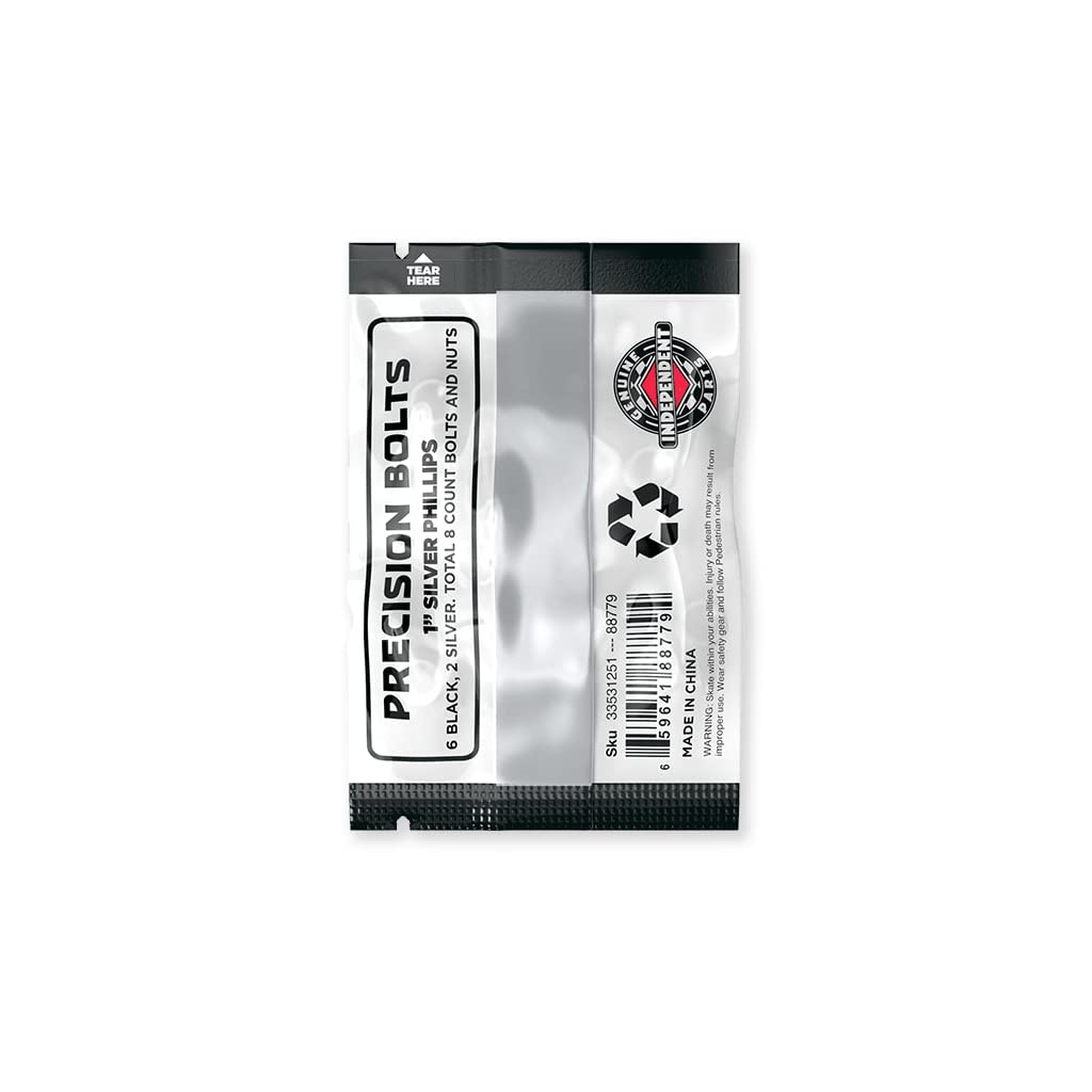 Independent Genuine Parts Phillips Hardware Bx=12 Pks/8 Skateboard Bolts,Black/Silver,1''
