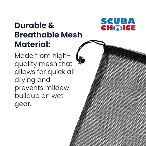 Scuba Choice Scuba Diving Snorkeling Drawstring Mesh Bag, 25'' X 13'',Black