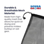 Scuba Choice Scuba Diving Snorkeling Drawstring Mesh Bag, 25'' X 13'',Black