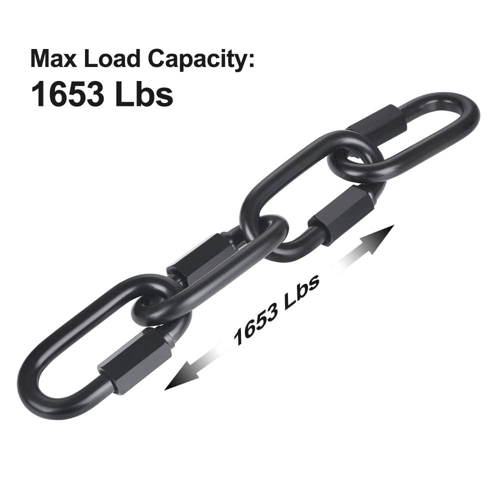 Bewishome D Shape Locking Carabiner,Black Quick Links,Durable Chain Links,Heavy Duty Chain Connector,Black M8 Hdk03H