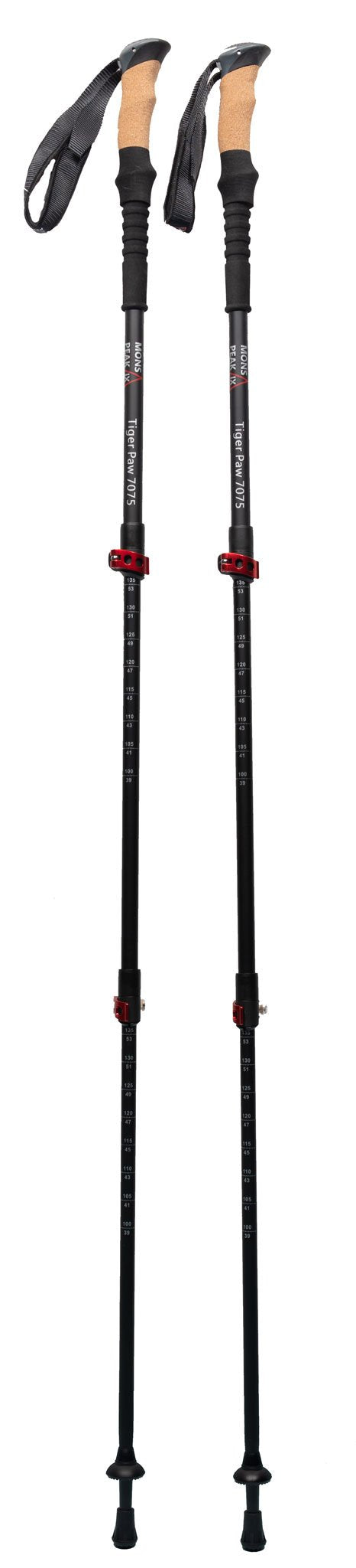 Mons Peak Ix Tiger Paw 7075 Trekking Poles, Black, Adjustable Height