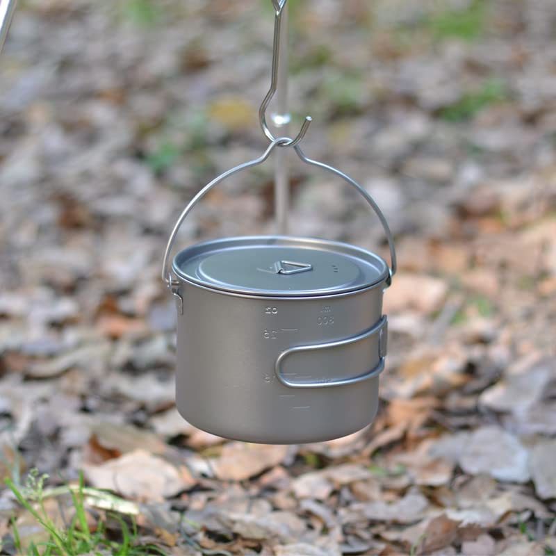 Comtai Titanium Camping Cookware 1100Ml/39 Oz Titanium Pot With Lid And Fotable Handle, Titanium Cook Pot Backpacking For Outdoo
