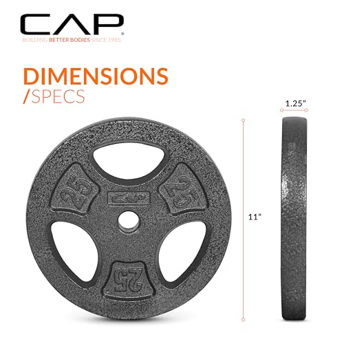 Cap Barbell Standard 1-Inch Grip Weight Plates 25 Lbs Black, Pack (X2)