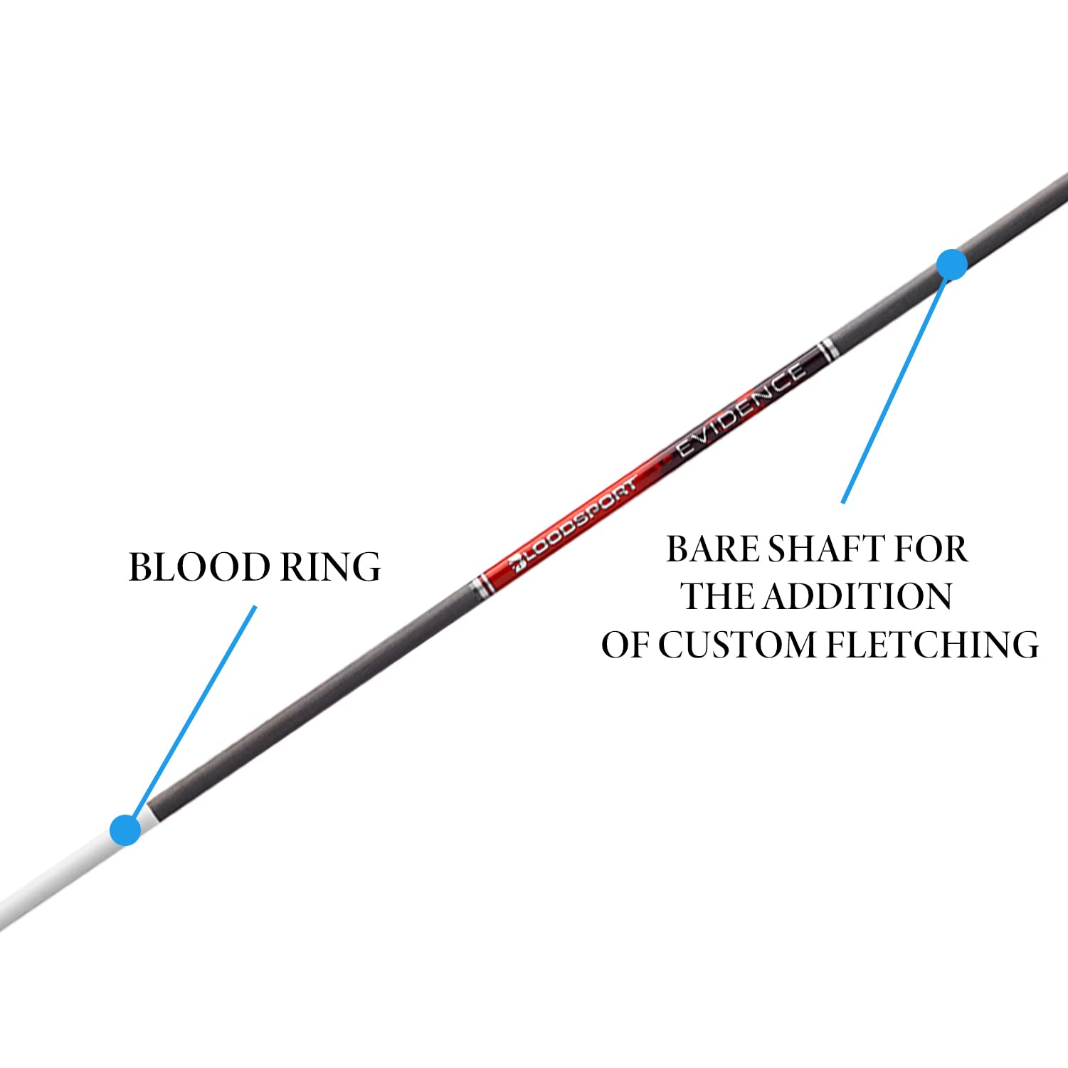 Bloodsport Evidence Bare Shaft Precise Durable Carbon Hunting Arrow For Compound Bow - 31'' Length, 165'' Micro-Diameter, 001''