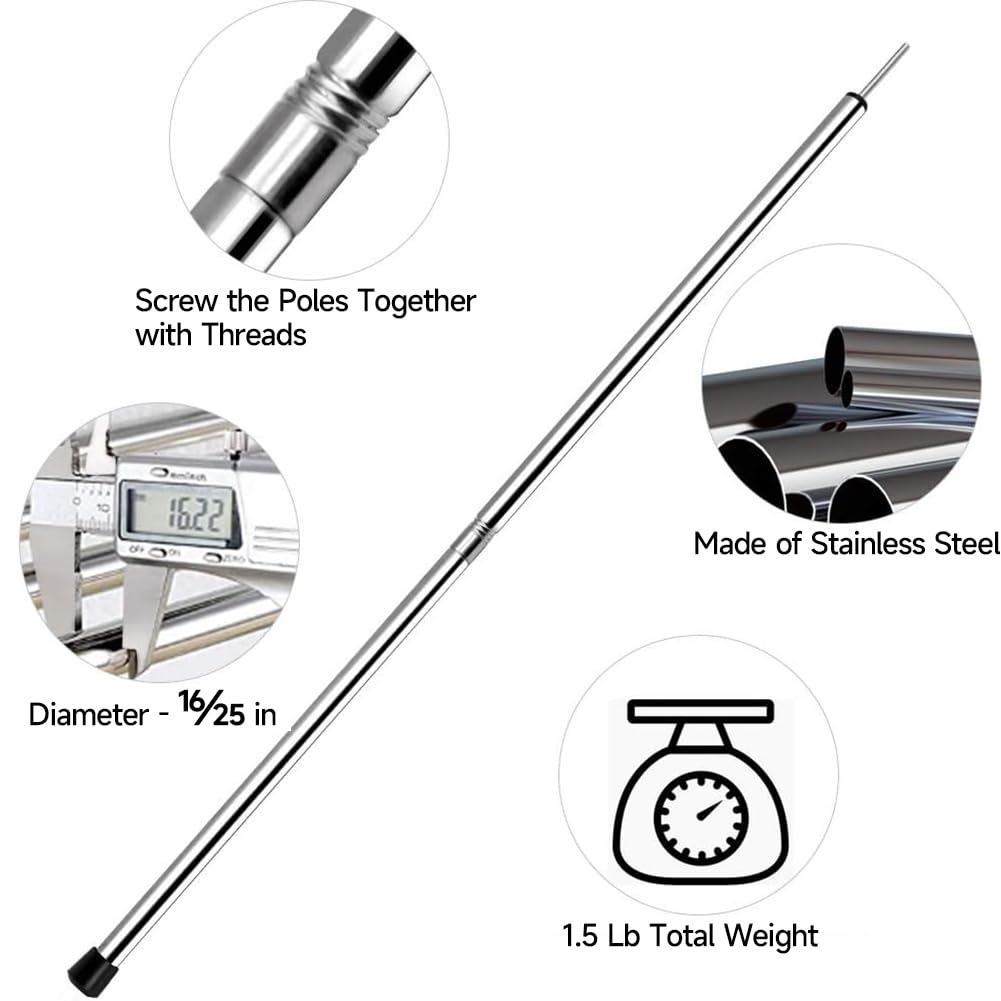 Sanlike Tarp Poles Adjustable 75 In Camping Tent Poles For Tarp Portable Telescoping Tent Poles For Awnings Canopy Rain Fly Shel