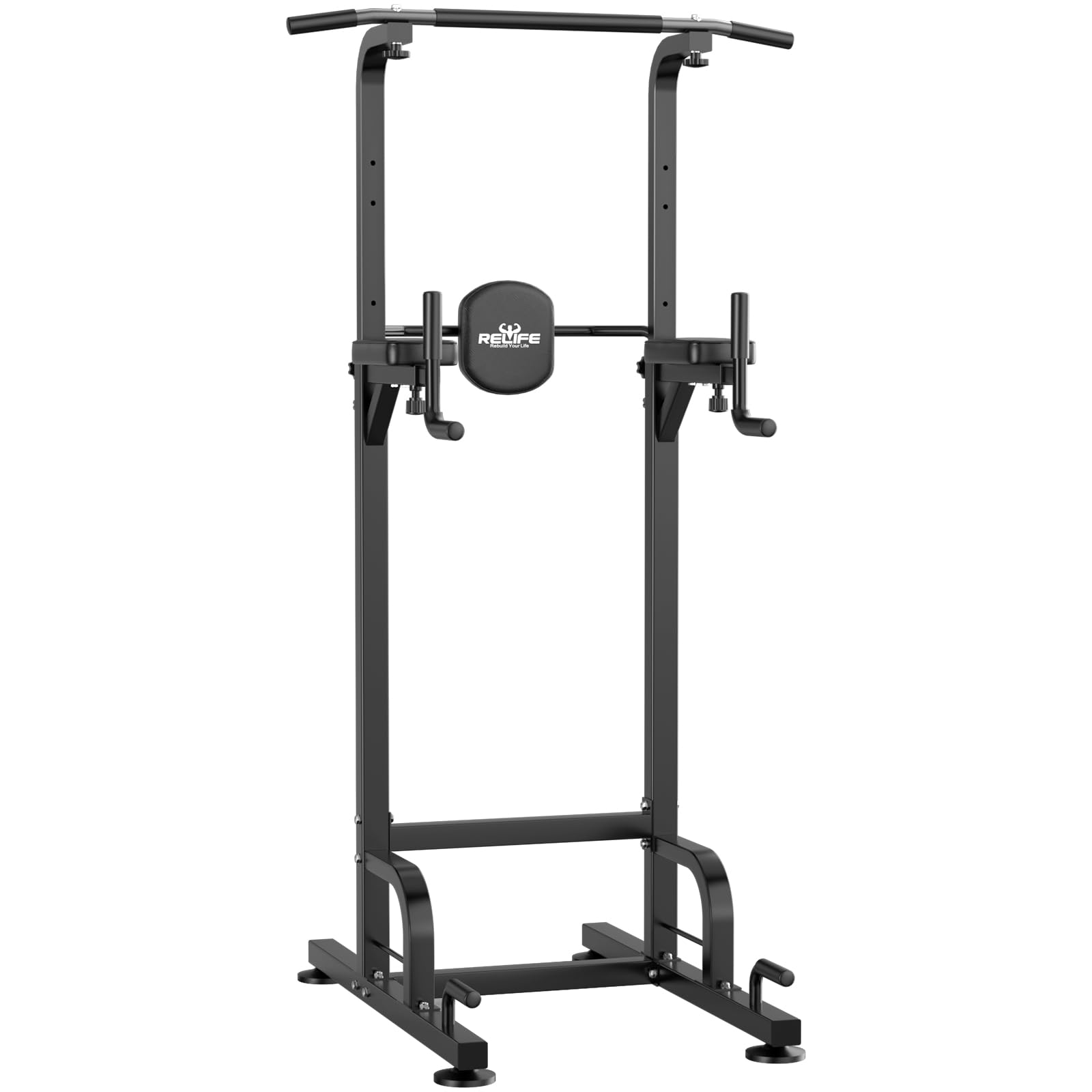 RELIFE REBUILD YOUR LIFE Power Tower Pull Up Bar Station Workout Dip Station for Home Gym Strength Training Fitness Equipment, 4