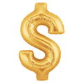 Large $ Money Sign Gold Megaloons 40'' Mylar Balloon