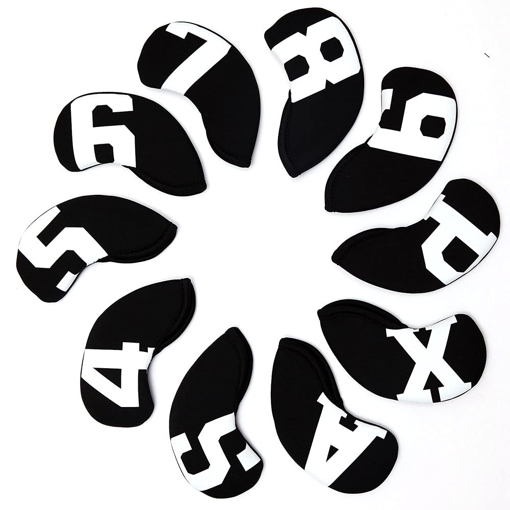 Big Number Neoprene Golf Iron Covers Set - Club Head Covers - Wedge Iron Protective Headcover For Callaway, Ping, Taylormade, Co