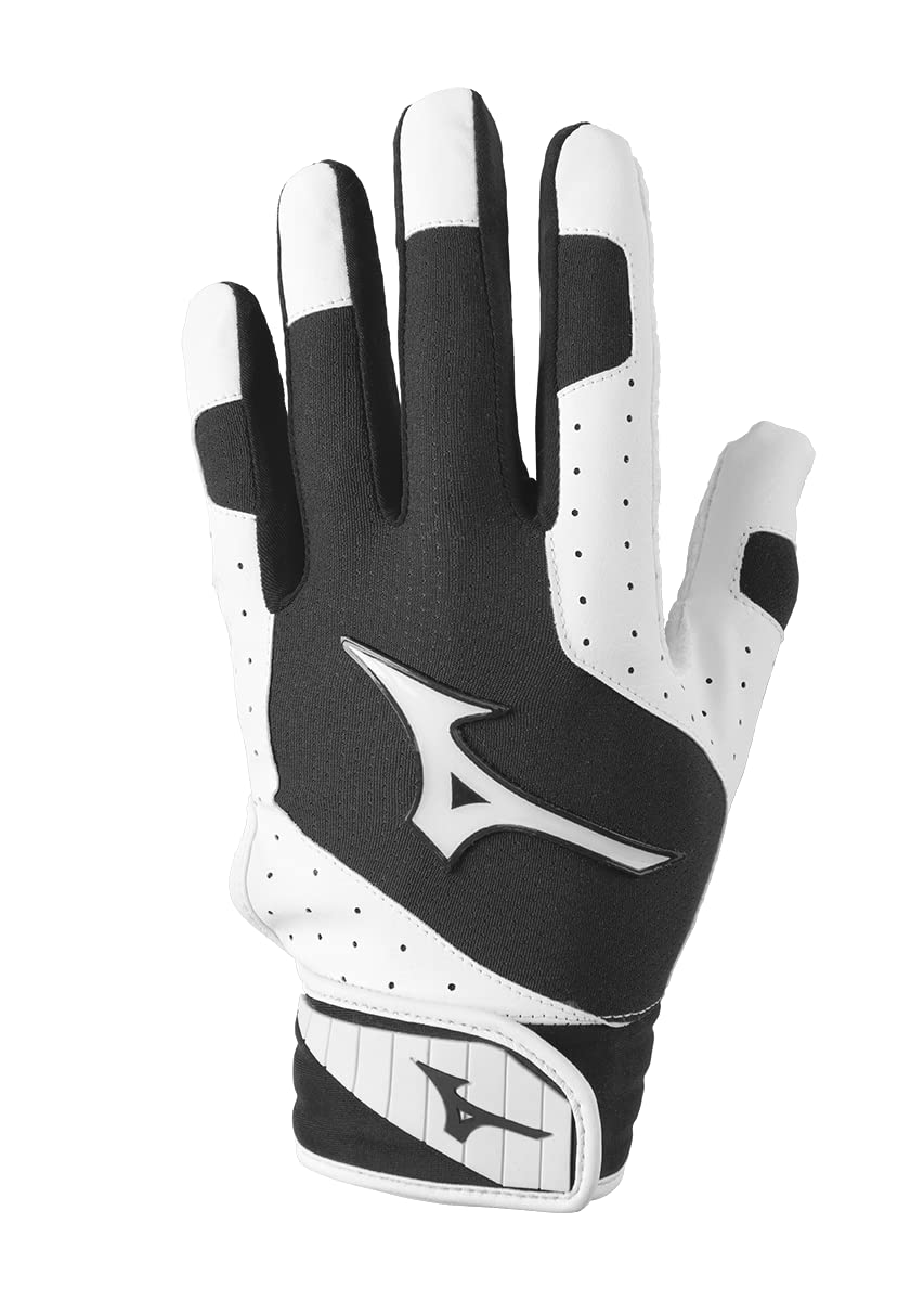 Mizuno Finch Women's Softball Padded Batting Glove, White-Charocoal, Small