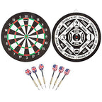Gse 18'' Dartboard Game Set With Six 17G Steel Tip Darts, 2-In-1 Double Sided Bound Paper Baseball And Dart Board Games Set, Exc