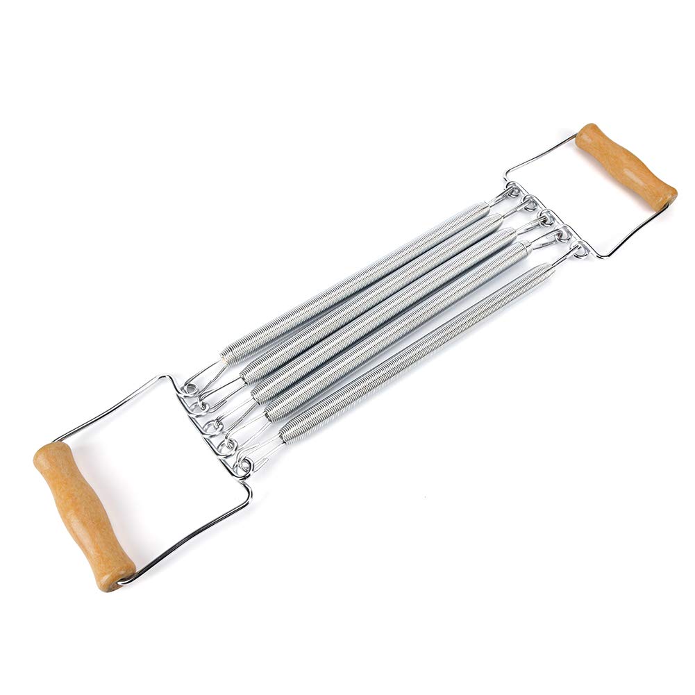 Keenso Chest Expander,Wooden Handle 5 Removable Spring Chest Expander For Men Home Gym Workout