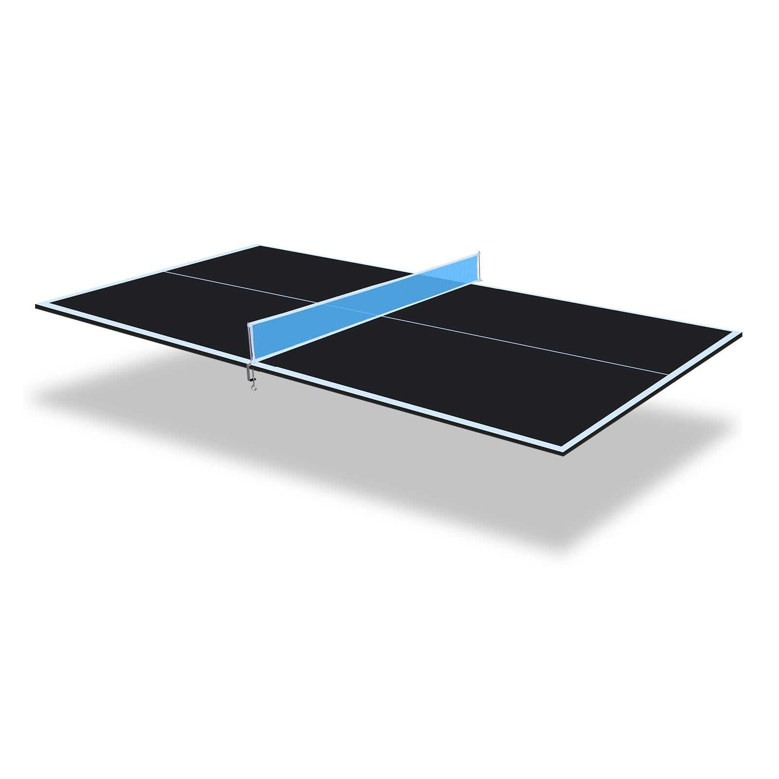 IUNNDS Table Tennis Table Topper, 6/7/8/8.5/9FT Foldable Ping Pong Conversion Top with Net Set for Billiard & Pool Tables (Black