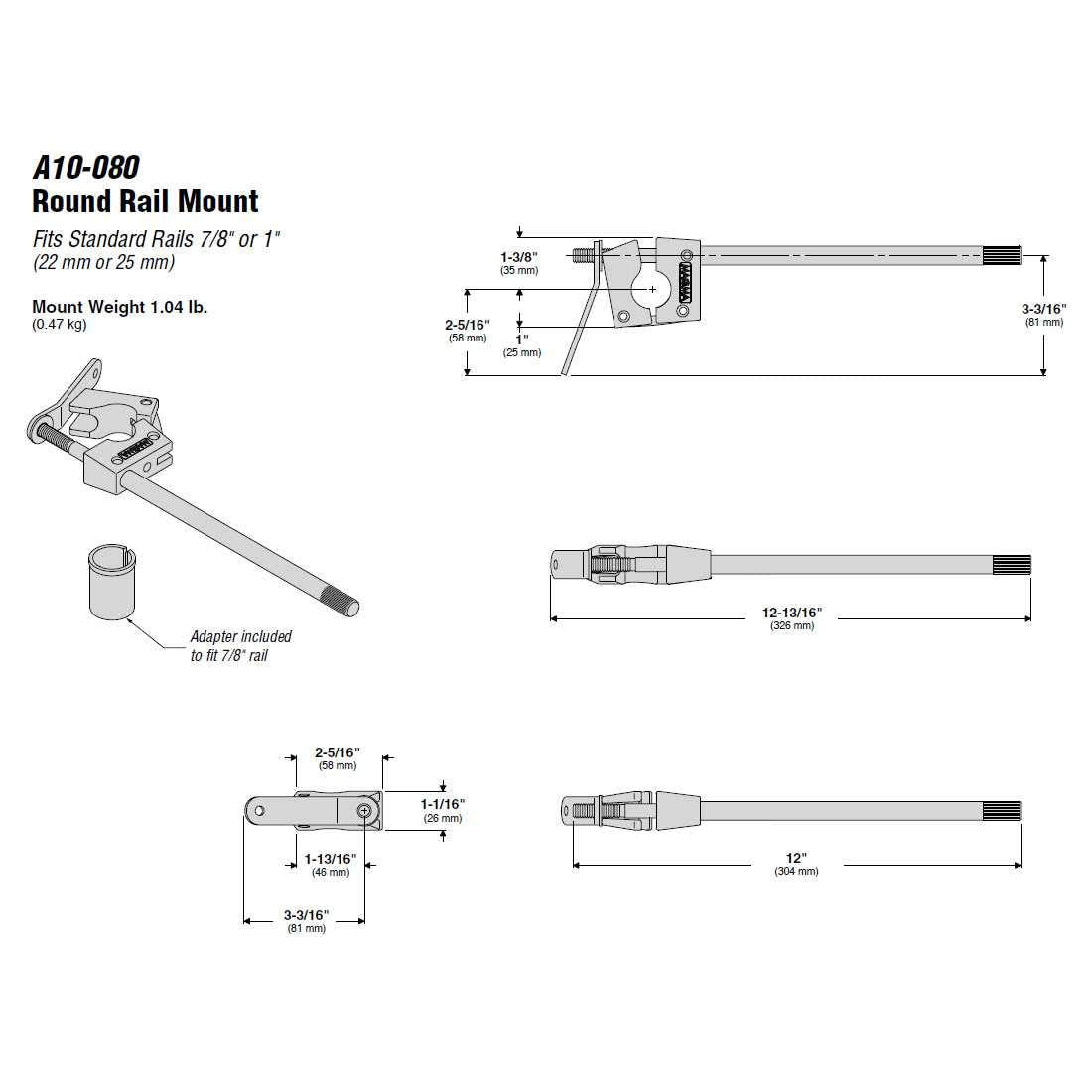 Magma Products, Marine Kettle Round Rail Mount, A10-080