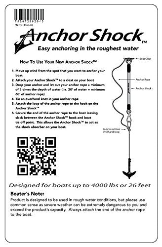 Anchor Shock Heavy Duty Bungee Line Boat Rope Anchor & Shock Absorber, 60'', Accessories For Pontoon, Kayak, Jet Ski Protection