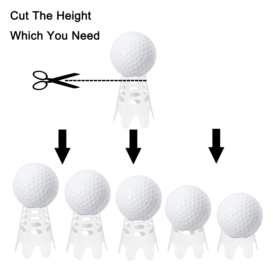 Ruyshu Golf Simulator Tees for Mat, Plastic Indoor Golf Tees for Winter Turf and Driving Range, Pack of 10 Tall & 10 Short (Whit