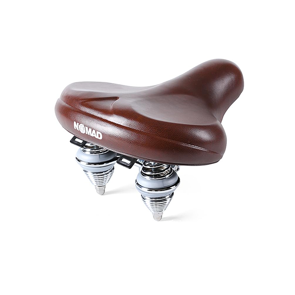 UNISTRENGH Vintage Classic Bicycle Saddle Brown Faux Leather Saddle Coil Spring Rivets Bike Seat with Seatpost Clamp (Brow #2)