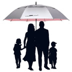 G4Free 68 Inch Uv Protection Golf Umbrella Auto Open Extra Large Windproof Sun And Rain Umbrellas Double Canopy (Silver/Pink)