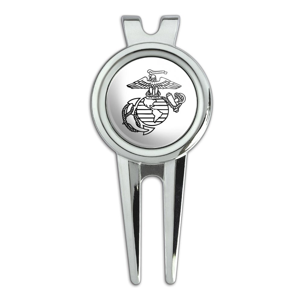 Graphics & More Marine Corps Usmc Black White Eagle Globe Anchor Logo Officially Licensed Golf Divot Repair Tool And Ball Marker