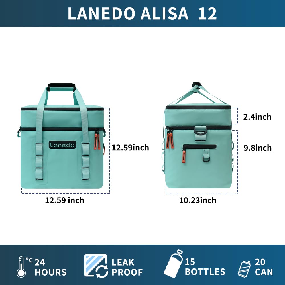 Lanedo Lisa Lunch Soft Cooler 20 Can, Insulated Bag Portable Ice Chest Box For Lunch, Beach, Drink, Beverage, Travel, Camping, P