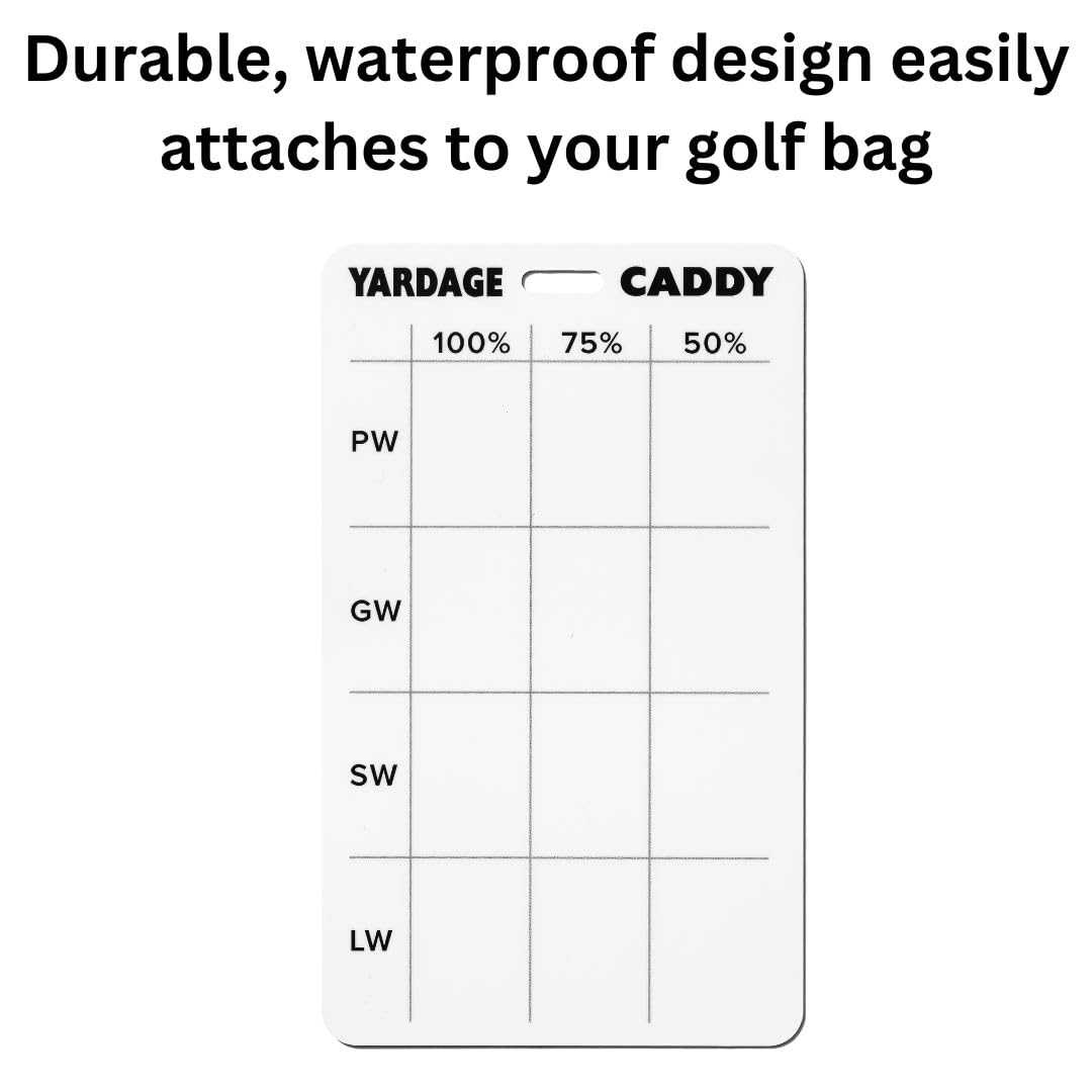 Yardage Caddy - Golf Bag Tag Accessory - Distance Card - Record Your Numbers - Training Aid - Shoot Lower Scores!